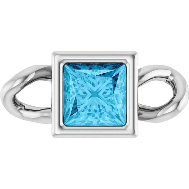 Natural Aquamarine Bezel-Set Link, 3.5 mm x 7.59 mm