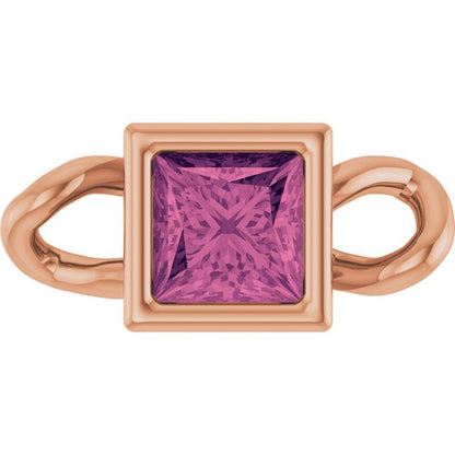 Natural Pink Tourmaline Bezel-Set Link, 3.5 mm x 7.59 mm