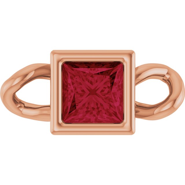 Lab-Grown Ruby Bezel-Set Link, 3.5 mm x 7.59 mm