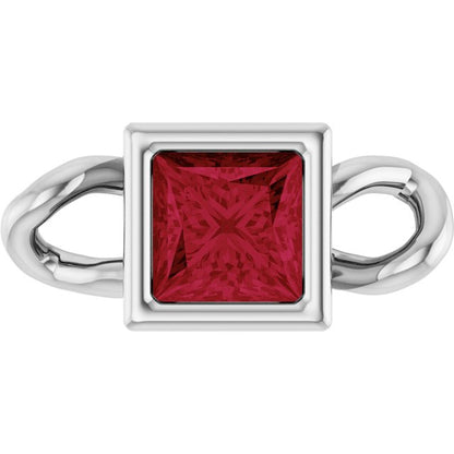 Natural Ruby Bezel-Set Link, 3.5 mm x 7.59 mm