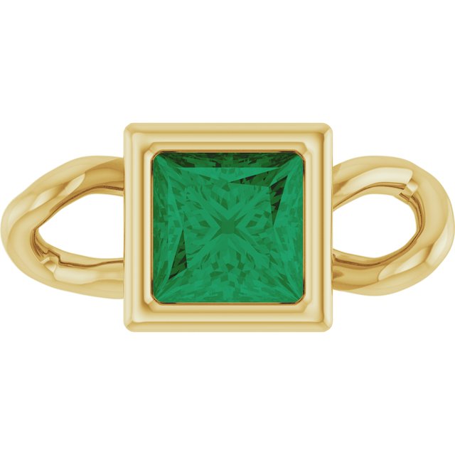 Lab-Grown Emerald Bezel-Set Link, 3.5 mm x 7.59 mm