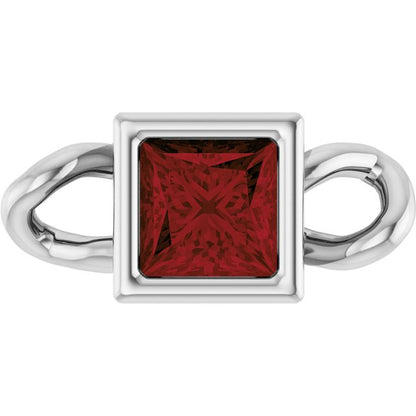 Natural Mozambique Garnet Bezel-Set Link, 3.5 mm x 7.59 mm