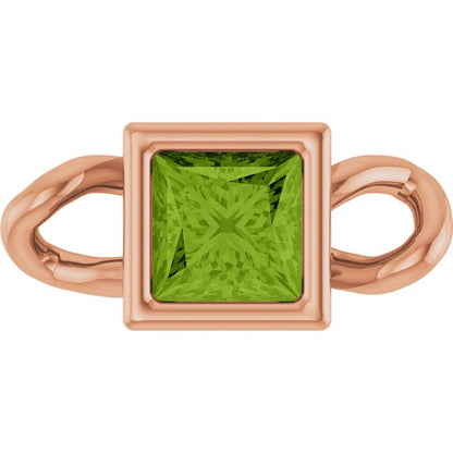 Natural Peridot Bezel-Set Link, 3.5 mm x 7.59 mm