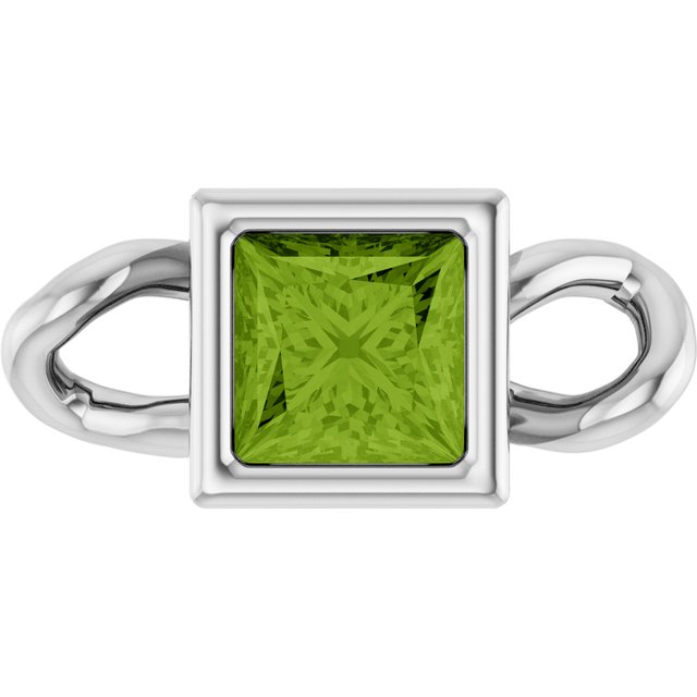Natural Peridot Bezel-Set Link, 3.5 mm x 7.59 mm