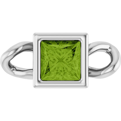 Natural Peridot Bezel-Set Link, 3.5 mm x 7.59 mm