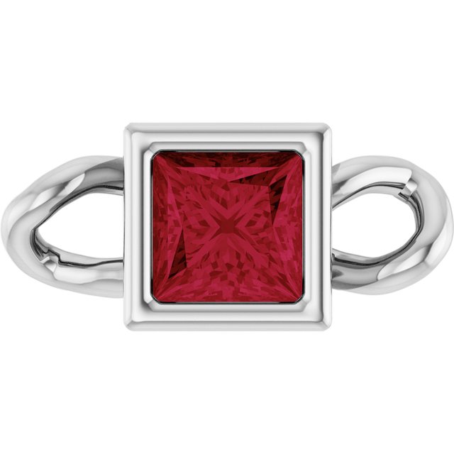 Lab-Grown Ruby Bezel-Set Link, 3.5 mm x 7.59 mm