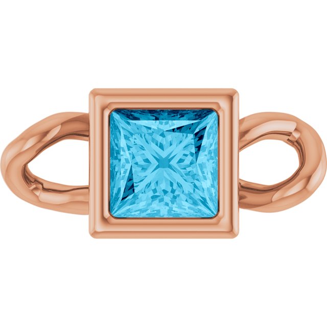 Natural Aquamarine Bezel-Set Link, 3.5 mm x 7.59 mm