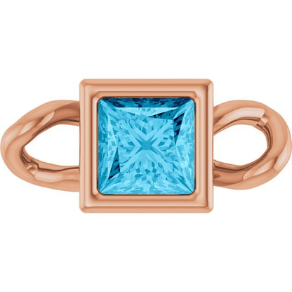 Natural Aquamarine Bezel-Set Link, 3.5 mm x 7.59 mm