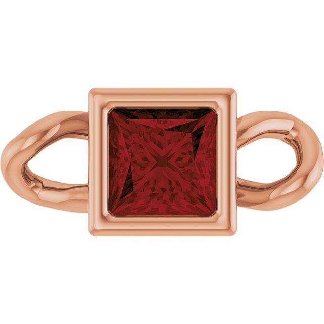 Natural Mozambique Garnet Bezel-Set Link, 3.5 mm x 7.59 mm