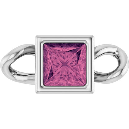 Natural Pink Tourmaline Bezel-Set Link, 3.5 mm x 7.59 mm