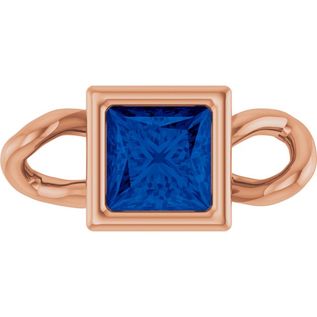 Lab-Grown Blue Sapphire Bezel-Set Link, 3.5 mm x 7.59 mm