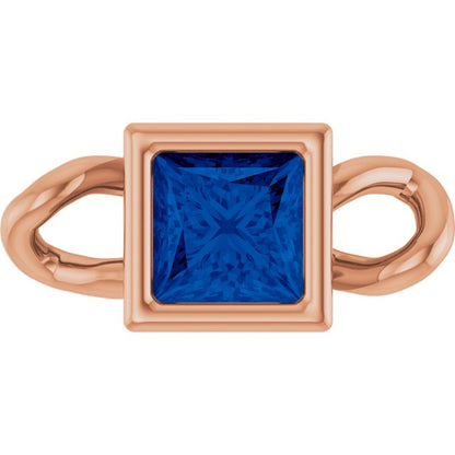 Lab-Grown Blue Sapphire Bezel-Set Link, 3.5 mm x 7.59 mm