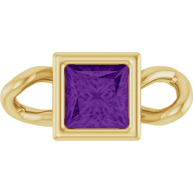 Natural Amethyst Bezel-Set Link, 3.5 mm x 7.59 mm