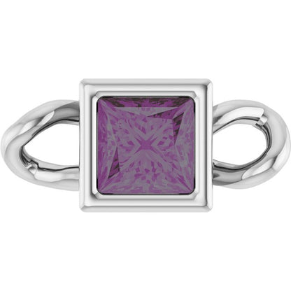 Lab-Grown Alexandrite Bezel-Set Link, 3.5 mm x 7.59 mm