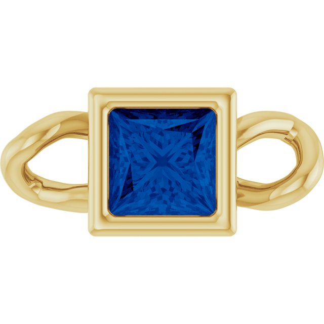 Natural Blue Sapphire Bezel-Set Link, 3.5 mm x 7.59 mm