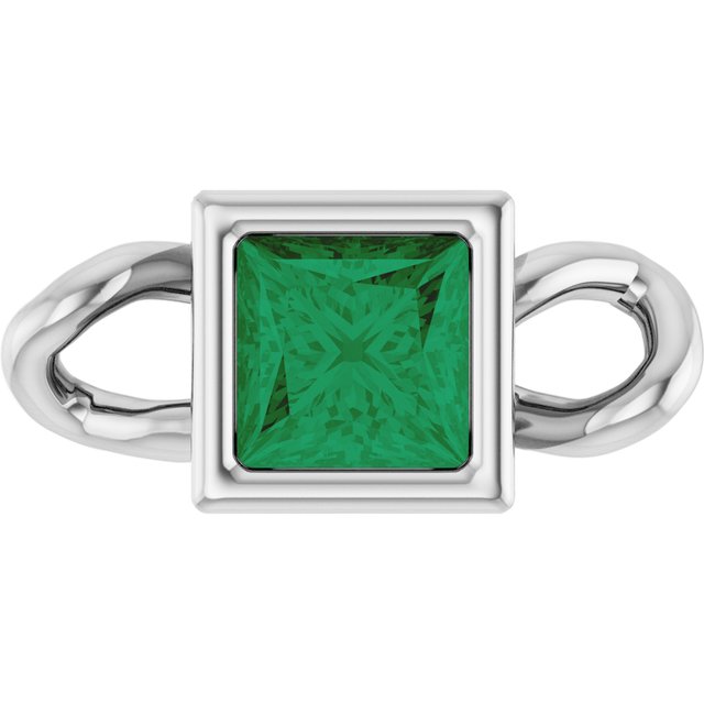 Lab-Grown Emerald Bezel-Set Link, 3.5 mm x 7.59 mm