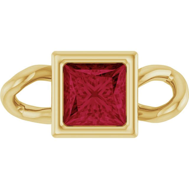 Natural Ruby Bezel-Set Link, 3.5 mm x 7.59 mm