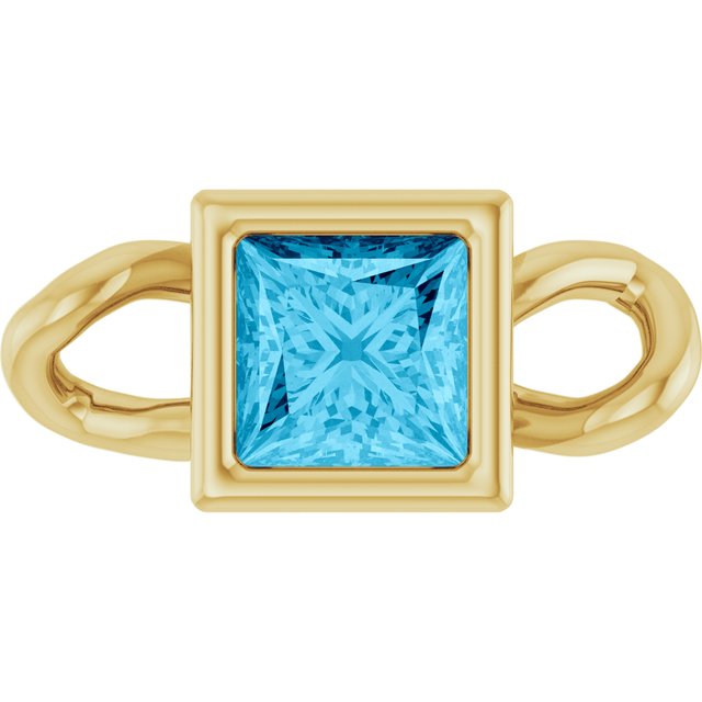 Natural Aquamarine Bezel-Set Link, 3.5 mm x 7.59 mm