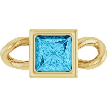 Natural Aquamarine Bezel-Set Link, 3.5 mm x 7.59 mm