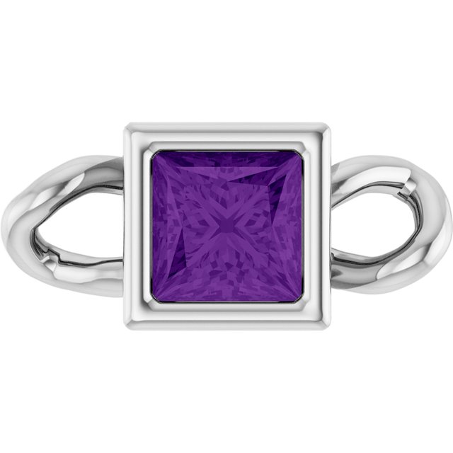 Natural Amethyst Bezel-Set Link, 3.5 mm x 7.59 mm