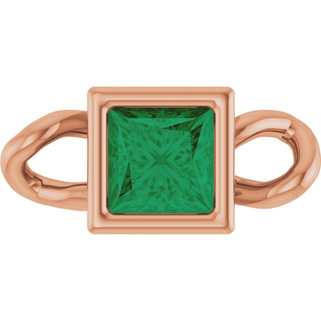 Natural Emerald Bezel-Set Link, 3.5 mm x 7.59 mm
