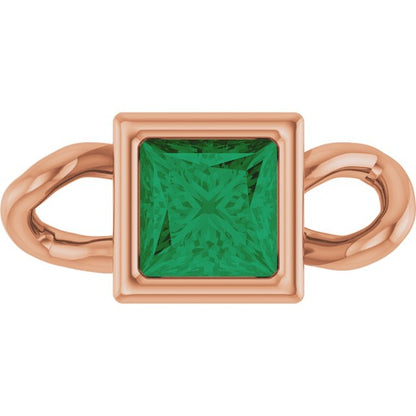 Natural Emerald Bezel-Set Link, 3.5 mm x 7.59 mm