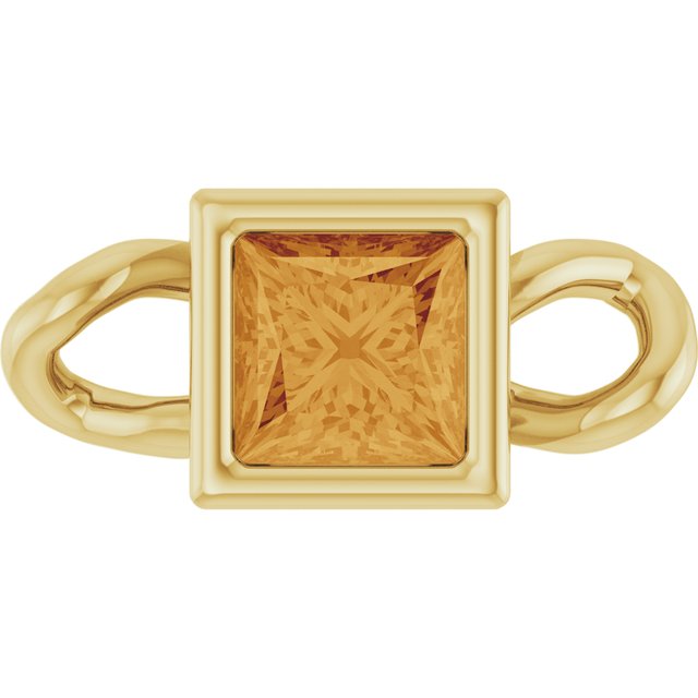 Natural Citrine Bezel-Set Link, 3.5 mm x 7.59 mm