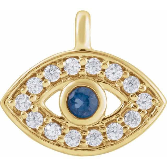 Petite Pavé® Natural Blue Sapphire & .05 CTW Natural Diamond Evil Eye Dangle