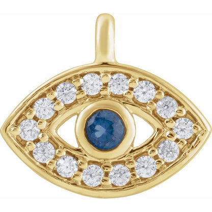 Petite Pavé® Natural Blue Sapphire & .05 CTW Natural Diamond Evil Eye Dangle