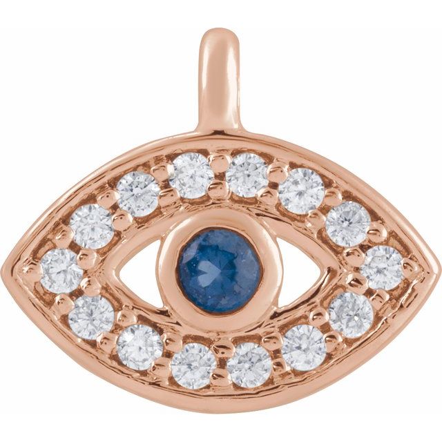 Petite Pavé® Natural Blue Sapphire & .05 CTW Natural Diamond Evil Eye Dangle