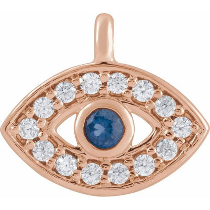 Petite Pavé® Natural Blue Sapphire & .05 CTW Natural Diamond Evil Eye Dangle