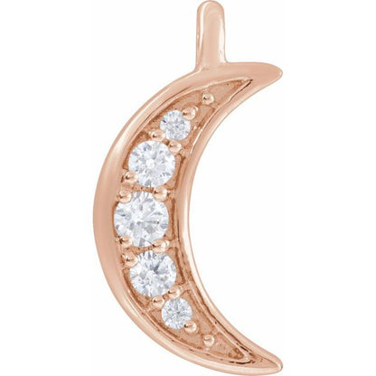 .04 CTW Natural Diamond Crescent Moon Dangle