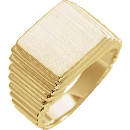 14K Yellow Gold 14x13 mm Rectangle Signet Ring