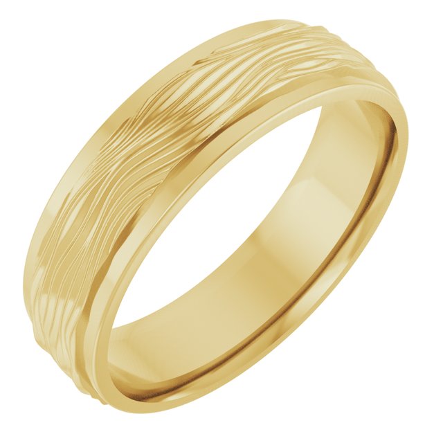 Stepped-Edge Textured Comfort-Fit Flat Band, 6 mm