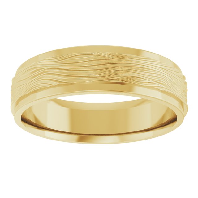 Stepped-Edge Textured Comfort-Fit Flat Band, 6 mm