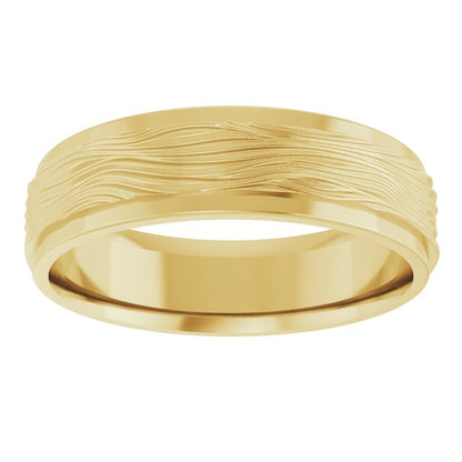 Stepped-Edge Textured Comfort-Fit Flat Band, 6 mm