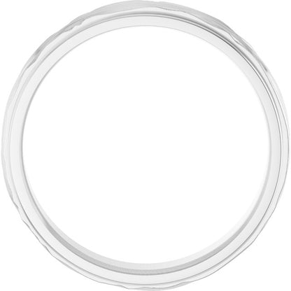Continuum Sterling Silver Stepped-Edge Textured Comfort-Fit Flat Band, 6 mm, Style 2