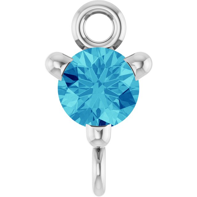 Natural Blue Zircon Link, 4 mm x 7.25 mm