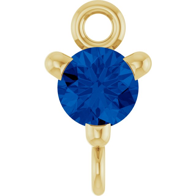 Lab-Grown Blue Sapphire Link, 4 mm x 7.25 mm