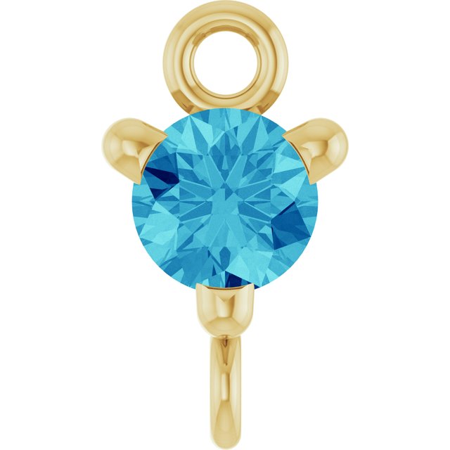 Natural Blue Zircon Link, 4 mm x 7.25 mm