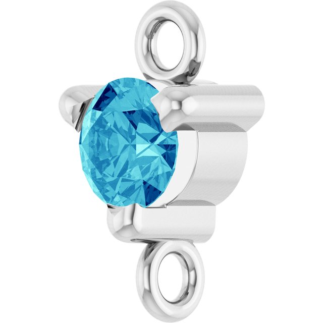 Natural Blue Zircon Link, 4 mm x 7.25 mm