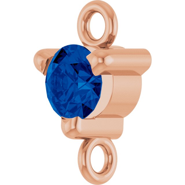 Lab-Grown Blue Sapphire Link, 4 mm x 7.25 mm