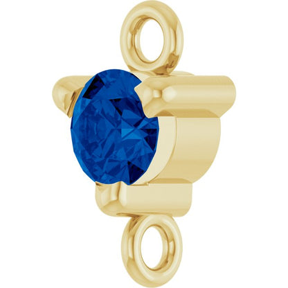 Lab-Grown Blue Sapphire Link, 4 mm x 7.25 mm