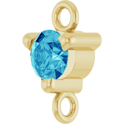 Natural Blue Zircon Link, 4 mm x 7.25 mm