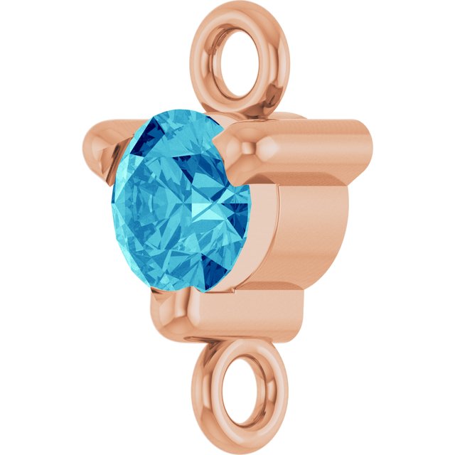 Natural Blue Zircon Link, 4 mm x 7.25 mm