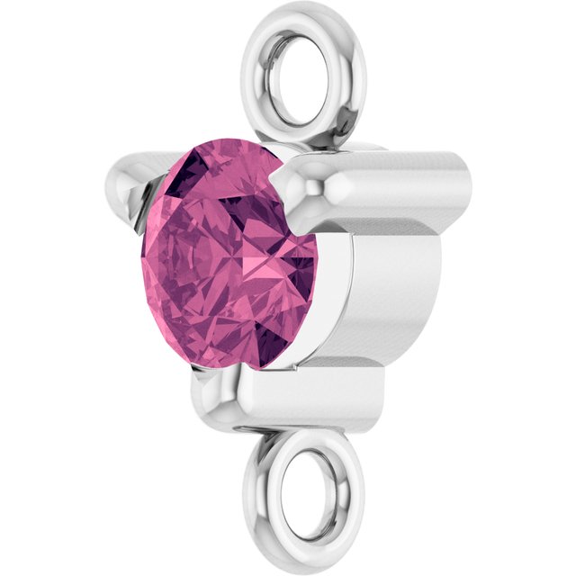 Natural Pink Tourmaline Link, 4 mm x 7.25 mm