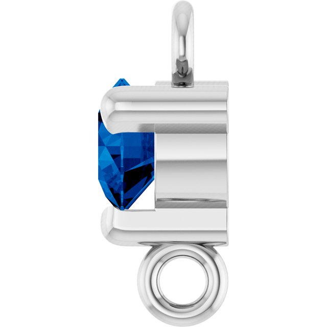 Lab-Grown Blue Sapphire Link, 4 mm x 7.25 mm