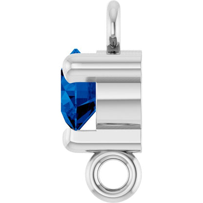 Lab-Grown Blue Sapphire Link, 4 mm x 7.25 mm