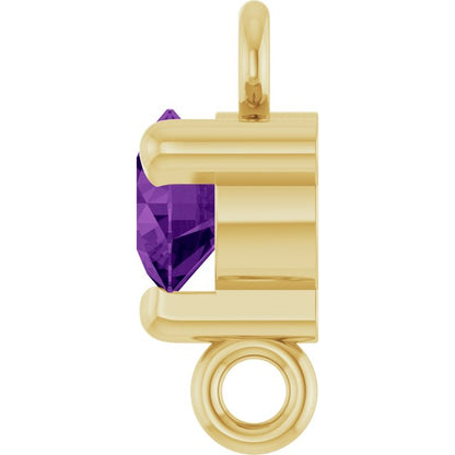 Natural Amethyst Link, 4 mm x 7.25 mm