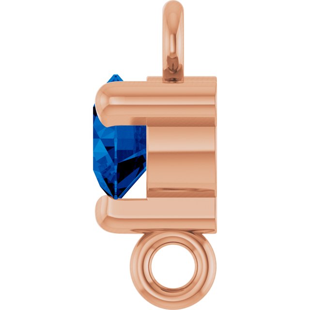Lab-Grown Blue Sapphire Link, 4 mm x 7.25 mm